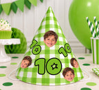 Personalized Photo Birthday Party Hats, Custom Face Party Hat, Age Birthday Hats, Gingham Party Hat, Kids & Adult Birthday Decor