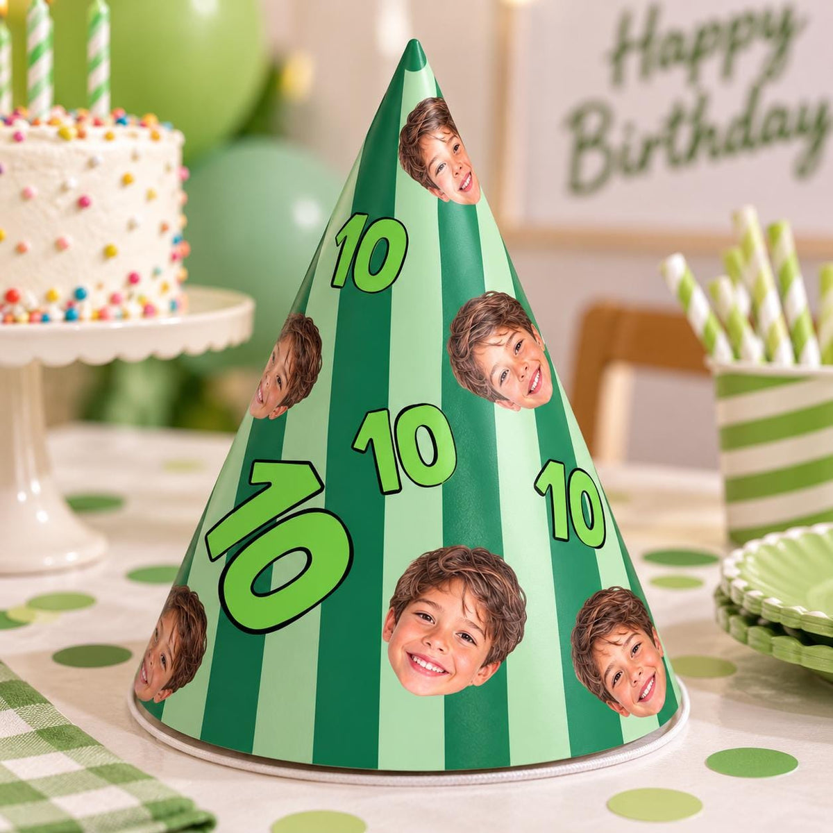 Personalized Photo Birthday Party Hats, Custom Face Party Hat, Age Birthday Hat, Striped Party Hats, Kids Adult Birthday Decor