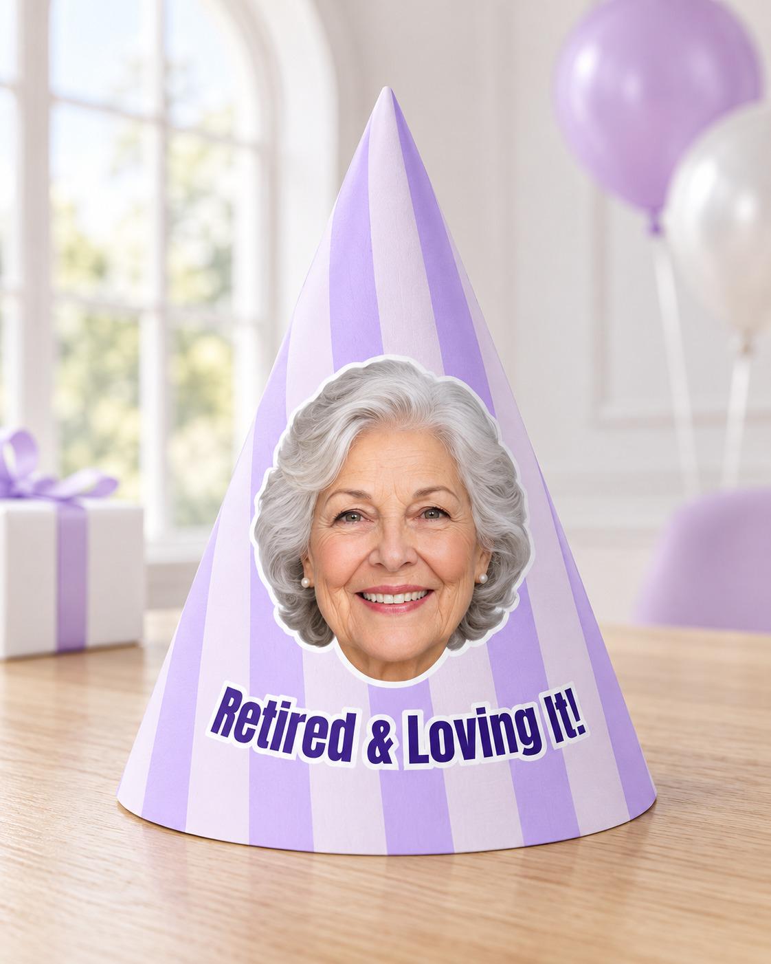 Custom Retirement Party Hat with Photo, Personalized Retiree Face Hat, Funny Retirement Cone Hat, Retirement Party Decor
