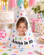 Personalized Photo Birthday Party Hats, Custom Face Party Hat, Name and Age Cone Hats, Kids Birthday Decor, Custom Party Favors