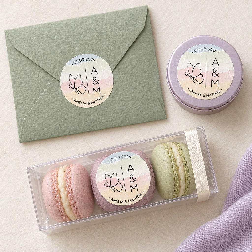 Personalized Wedding Stickers, Custom Wedding Favor Labels, Round Wedding Stickers, Initials & Date Favor Seals, 2 3 4 5 Inch
