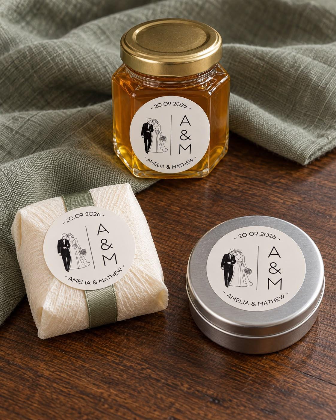 Personalized Wedding Stickers, Custom Wedding Favor Labels, Round Wedding Stickers, Initials & Date Favor Seals, 2 3 4 5 Inch