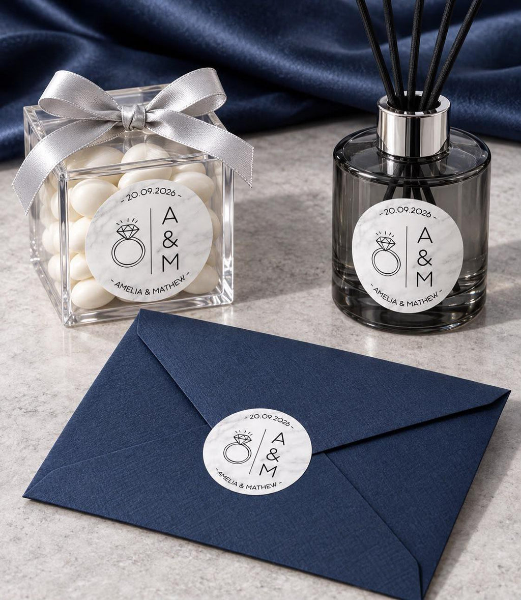 Personalized Wedding Stickers, Custom Wedding Favor Labels, Round Wedding Stickers, Initials & Date Favor Seals, 2 3 4 5 Inch