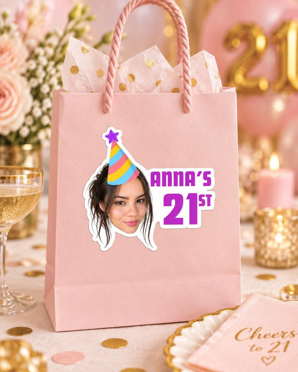 Custom Face Birthday Stickers, Personalized Photo Stickers, Birthday Party Favor Labels, Custom Age & Name Stickers, Die Cut Face Stickers