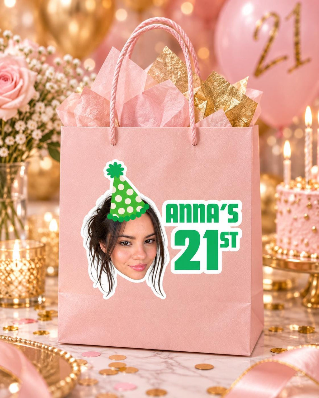 Custom Face Birthday Stickers, Personalized Photo Stickers, Birthday Party Favor Labels, Custom Age & Name Stickers, Die Cut Face Stickers