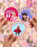 Custom Birthday Photo Stickers, Personalized Birthday Stickers, Photo Party Labels, Custom Age Stickers, Birthday Favor Stickers
