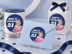 Custom Birthday Photo Stickers, Personalized Birthday Stickers, Photo Party Labels, Custom Age Stickers, Birthday Favor Stickers