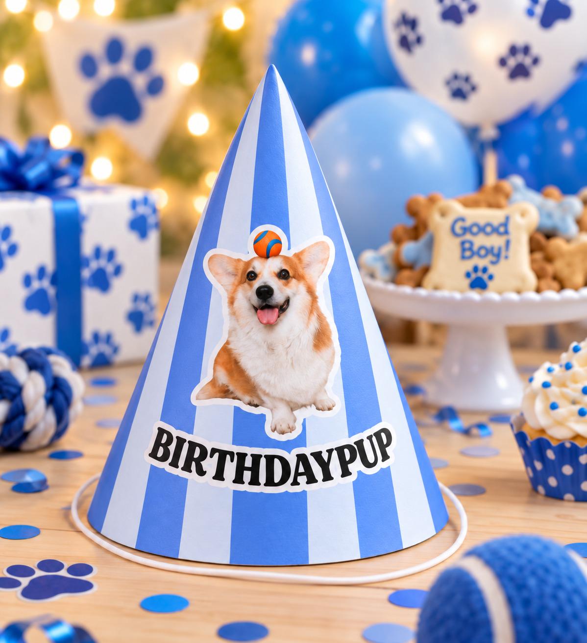 Custom Dog Birthday Party Hats, Personalized Barkday Hat with Pet Photo, Puppy Birthday Party Hat, Dog Theme Birthday Decor