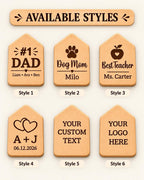 Personalized Wooden Keychain, Custom Laser Engraved Keychain, Wood House Keychain, Custom Logo Keychain, Personalized Gift, Bulk Keychains