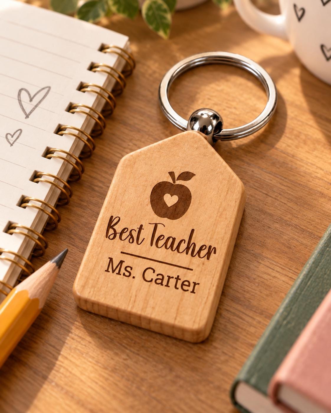 Personalized Wooden Keychain, Custom Laser Engraved Keychain, Wood House Keychain, Custom Logo Keychain, Personalized Gift, Bulk Keychains