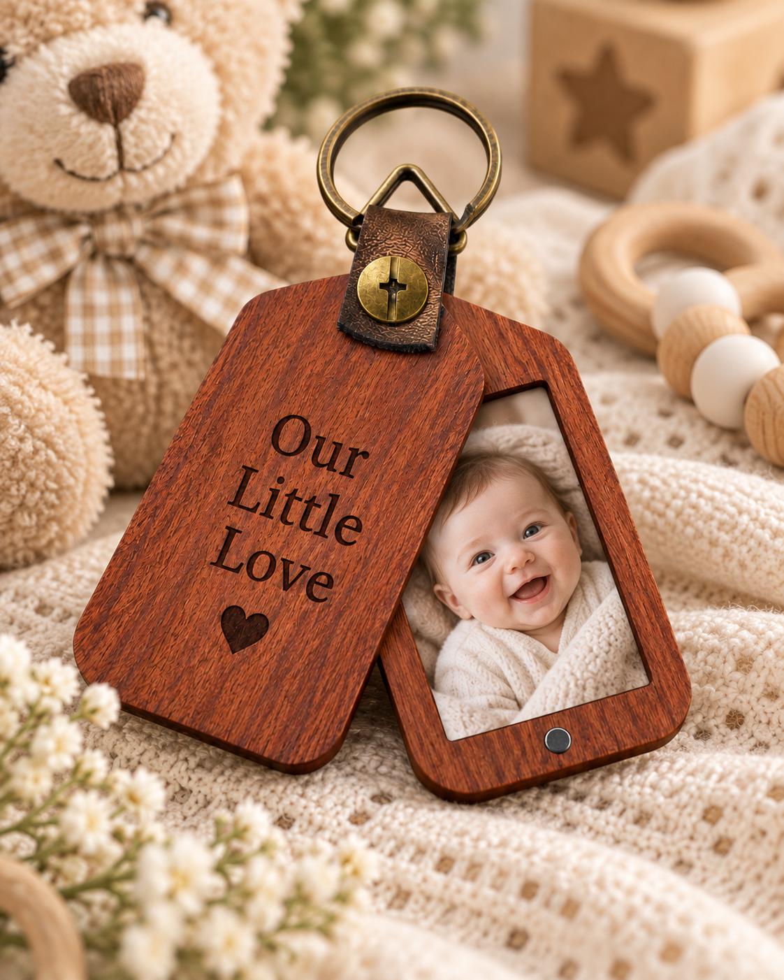 Personalized Wooden Photo Keychain, Laser Engraved Keychain, Custom Picture Keyring, Mom Dad Couple Pet Memorial Gift