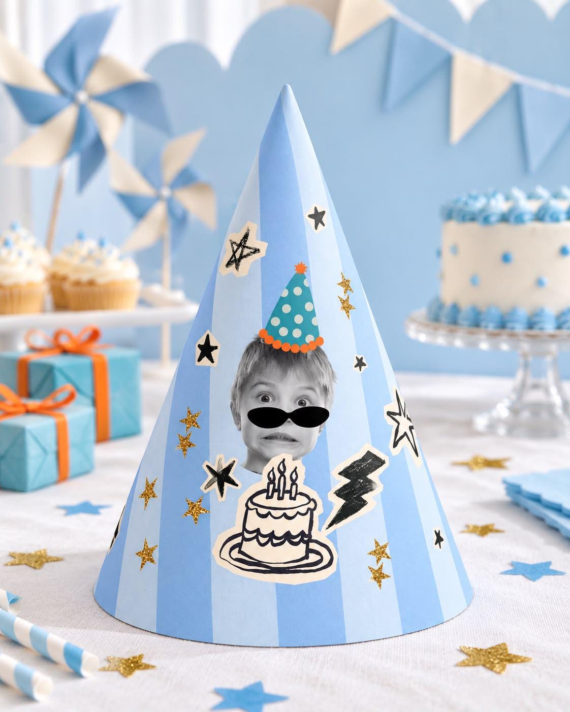Personalized Photo Birthday Party Hat, Custom Face Cone Hat, Funny Birthday Hat, Custom Photo Party Favor, Birthday Party Decor