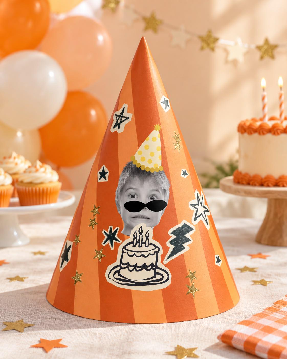 Personalized Photo Birthday Party Hat, Custom Face Cone Hat, Funny Birthday Hat, Custom Photo Party Favor, Birthday Party Decor