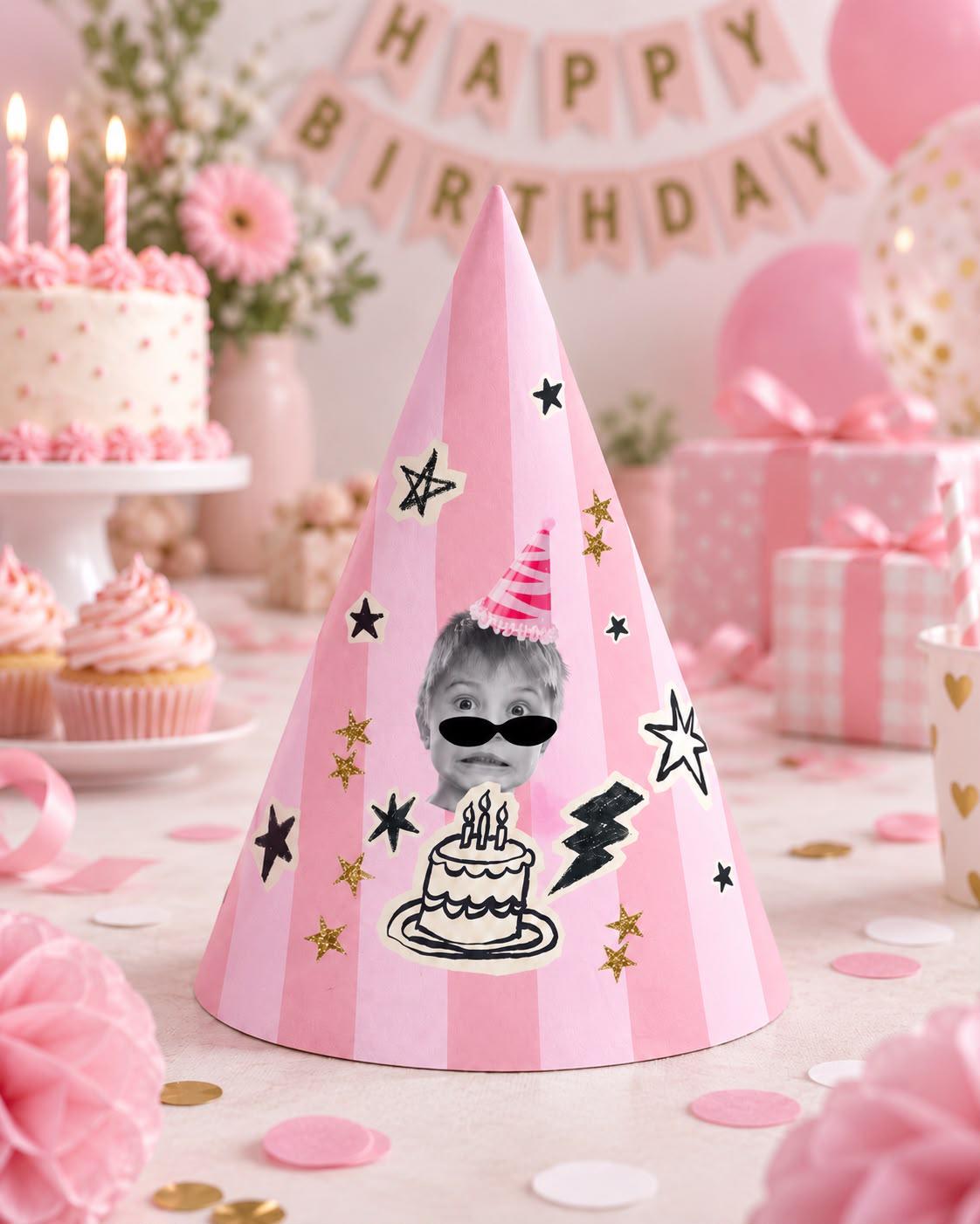 Personalized Photo Birthday Party Hat, Custom Face Cone Hat, Funny Birthday Hat, Custom Photo Party Favor, Birthday Party Decor