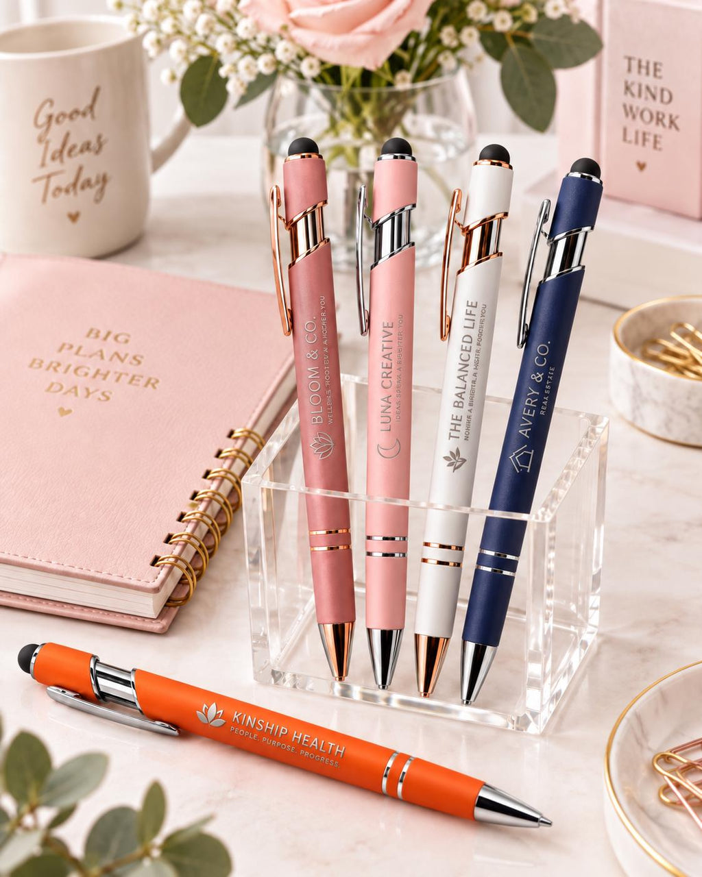 Personalized Laser Engraved Stylus Pens, Custom Logo Pens, Business Promotional Pens, Bulk Branded Company Pens, Client Gifts