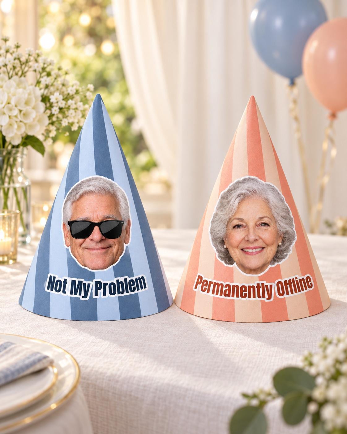 Custom Retirement Party Hat with Photo, Personalized Retiree Face Hat, Funny Retirement Cone Hat, Retirement Party Decor
