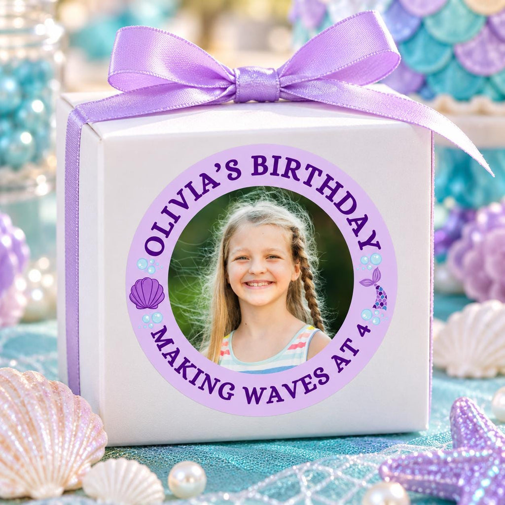 Personalized Birthday Stickers, Custom Photo Stickers with Name and Age, Birthday Cup Stickers, Kids Party Favor Labels