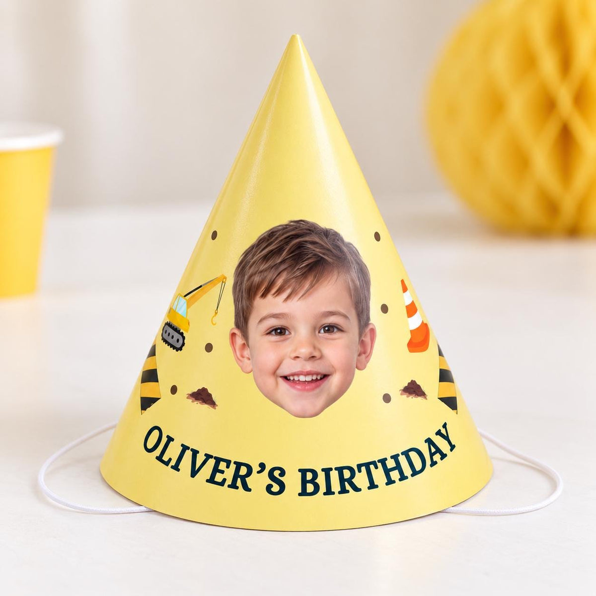 Personalized Photo Birthday Party Hats, Custom Face Hats for Kids, Themed Birthday Party Favors, Dinosaur, Unicorn & Mermaid
