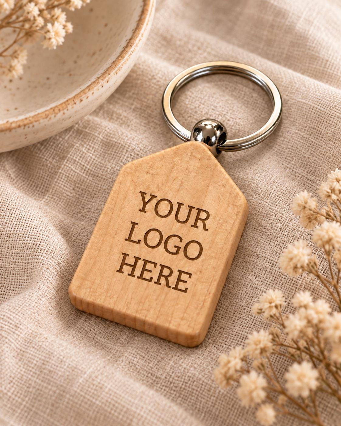 Personalized Wooden Keychain, Custom Laser Engraved Keychain, Wood House Keychain, Custom Logo Keychain, Personalized Gift, Bulk Keychains