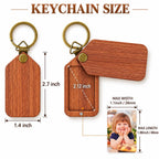 Personalized Wooden Photo Keychain, Laser Engraved Keychain, Custom Picture Keyring, Mom Dad Couple Pet Memorial Gift
