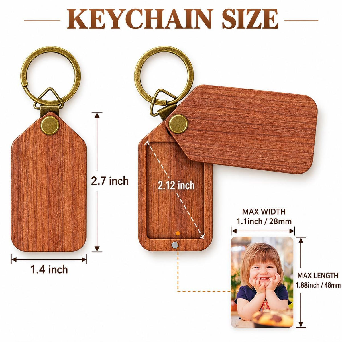Personalized Wooden Photo Keychain, Laser Engraved Keychain, Custom Picture Keyring, Mom Dad Couple Pet Memorial Gift