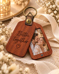 Personalized Wooden Photo Keychain, Laser Engraved Keychain, Custom Picture Keyring, Mom Dad Couple Pet Memorial Gift