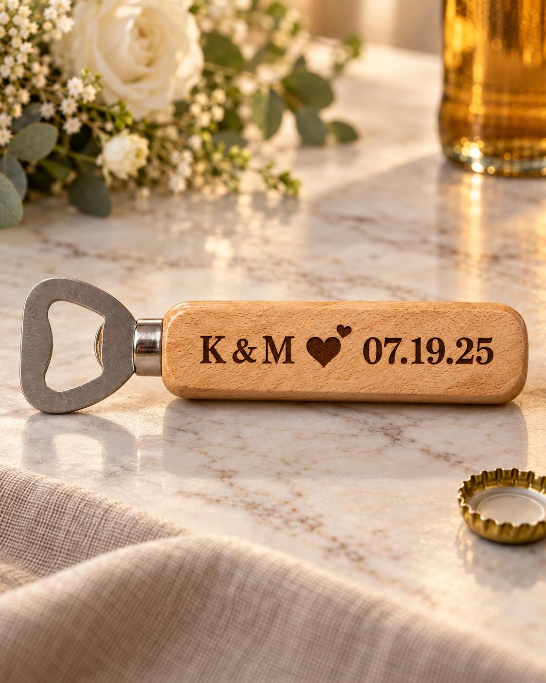 Personalized Wooden Bottle Opener, Custom Laser Engraved Beer Opener, Dad Gift, Groomsmen Gift, Custom Logo Bottle Opener