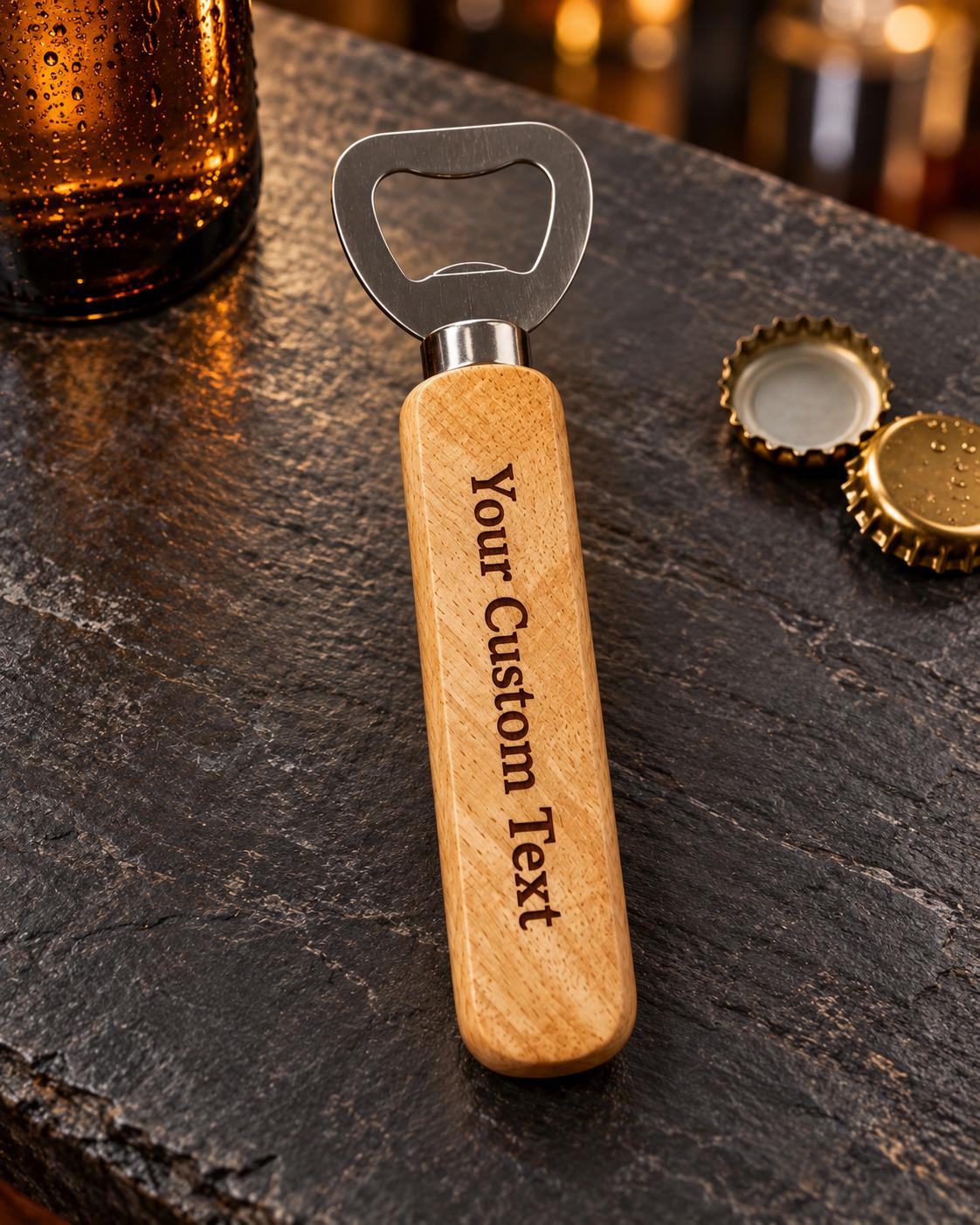 Personalized Wooden Bottle Opener, Custom Laser Engraved Beer Opener, Dad Gift, Groomsmen Gift, Custom Logo Bottle Opener