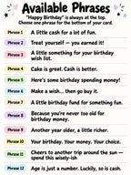 Birthday Money Holder Card with Clear Cash Dome, Funny Happy Birthday Card, Cash Gift for Teens and Adults, Choose Your Color and Phrase