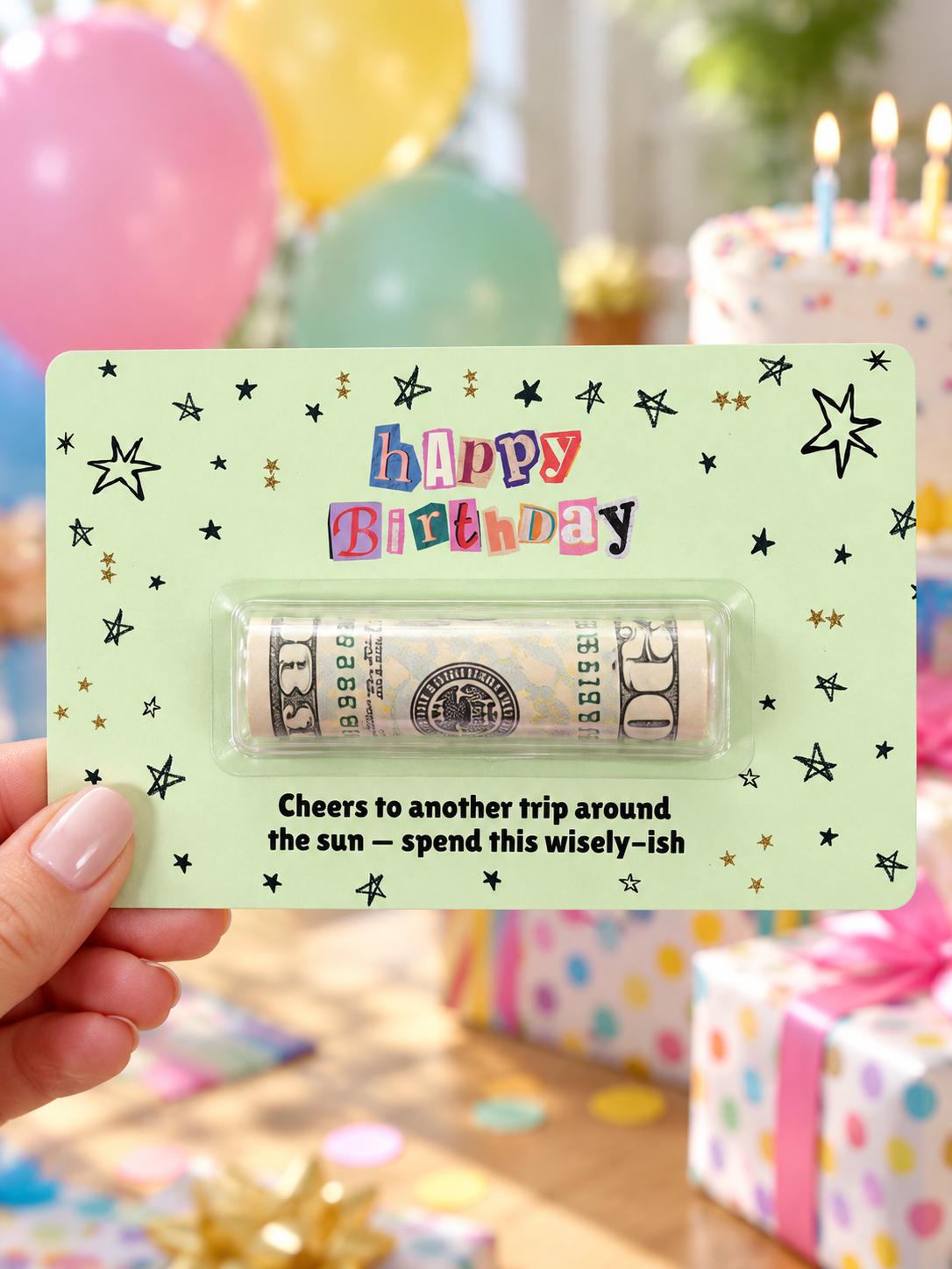 Birthday Money Holder Card with Clear Cash Dome, Funny Happy Birthday Card, Cash Gift for Teens and Adults, Choose Your Color and Phrase