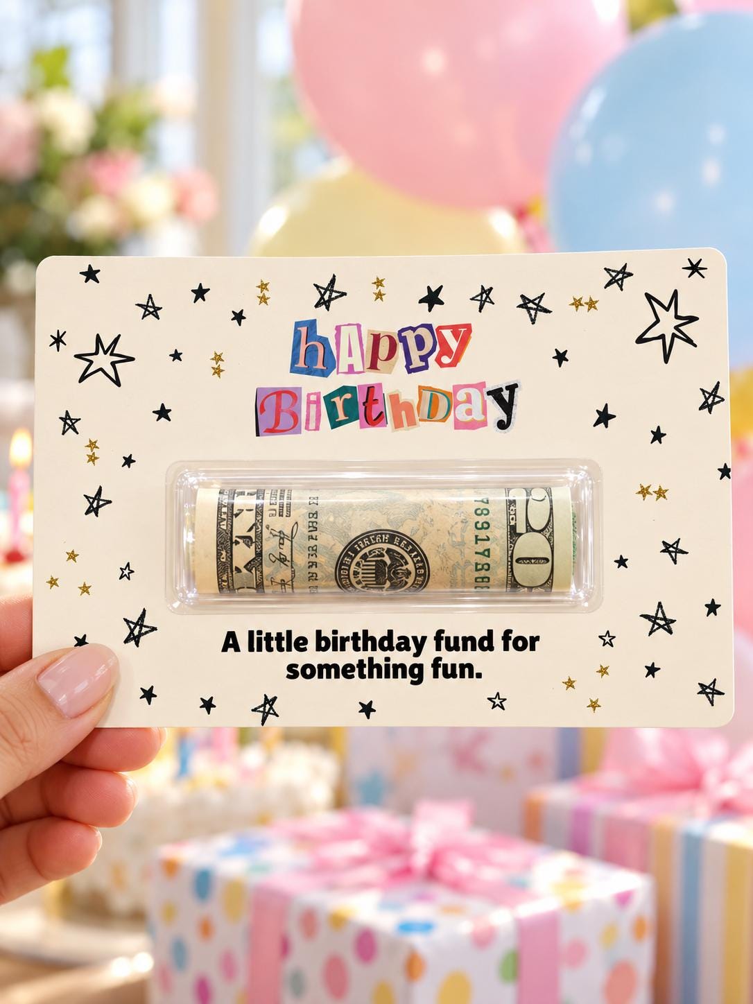 Birthday Money Holder Card with Clear Cash Dome, Funny Happy Birthday Card, Cash Gift for Teens and Adults, Choose Your Color and Phrase