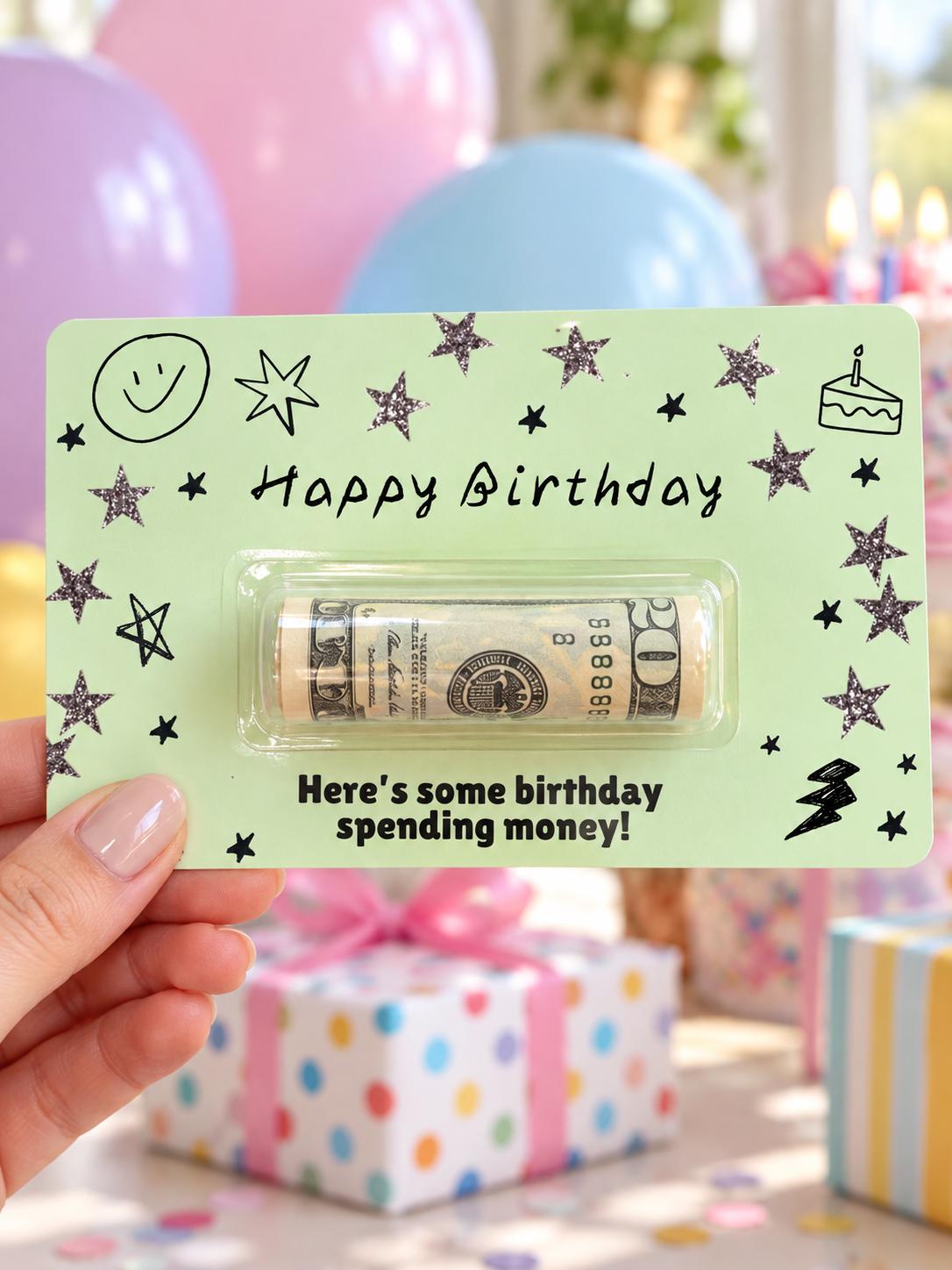 Birthday Money Holder Card with Clear Cash Dome, Funny Happy Birthday Card, Cash Gift for Teens and Adults, Choose Your Color and Phrase