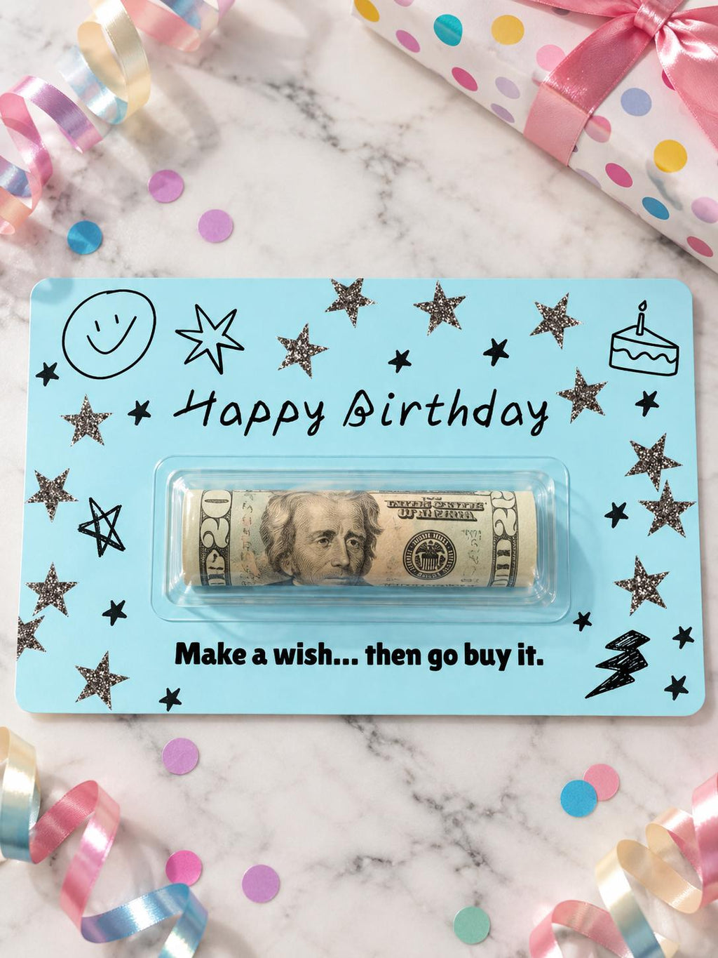 Birthday Money Holder Card with Clear Cash Dome, Funny Happy Birthday Card, Cash Gift for Teens and Adults, Choose Your Color and Phrase
