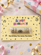 Birthday Money Holder Card with Clear Cash Dome, Funny Happy Birthday Card, Cash Gift for Teens and Adults, Choose Your Color and Phrase