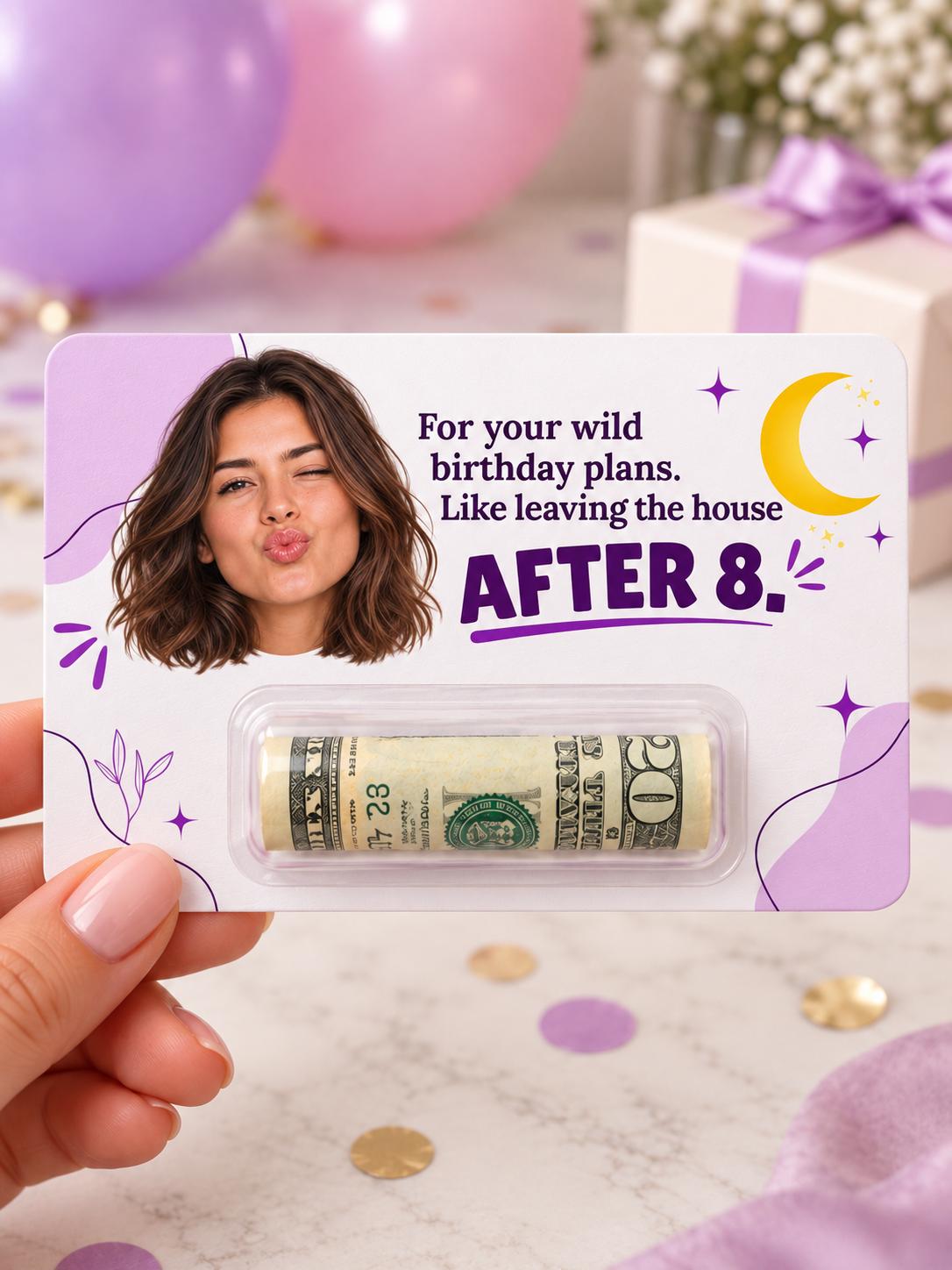 Personalized Birthday Money Holder with Photo, Funny Cash Gift Card for Adults, Custom Face Birthday Gift for Mom, Dad, Friends, Him or Her