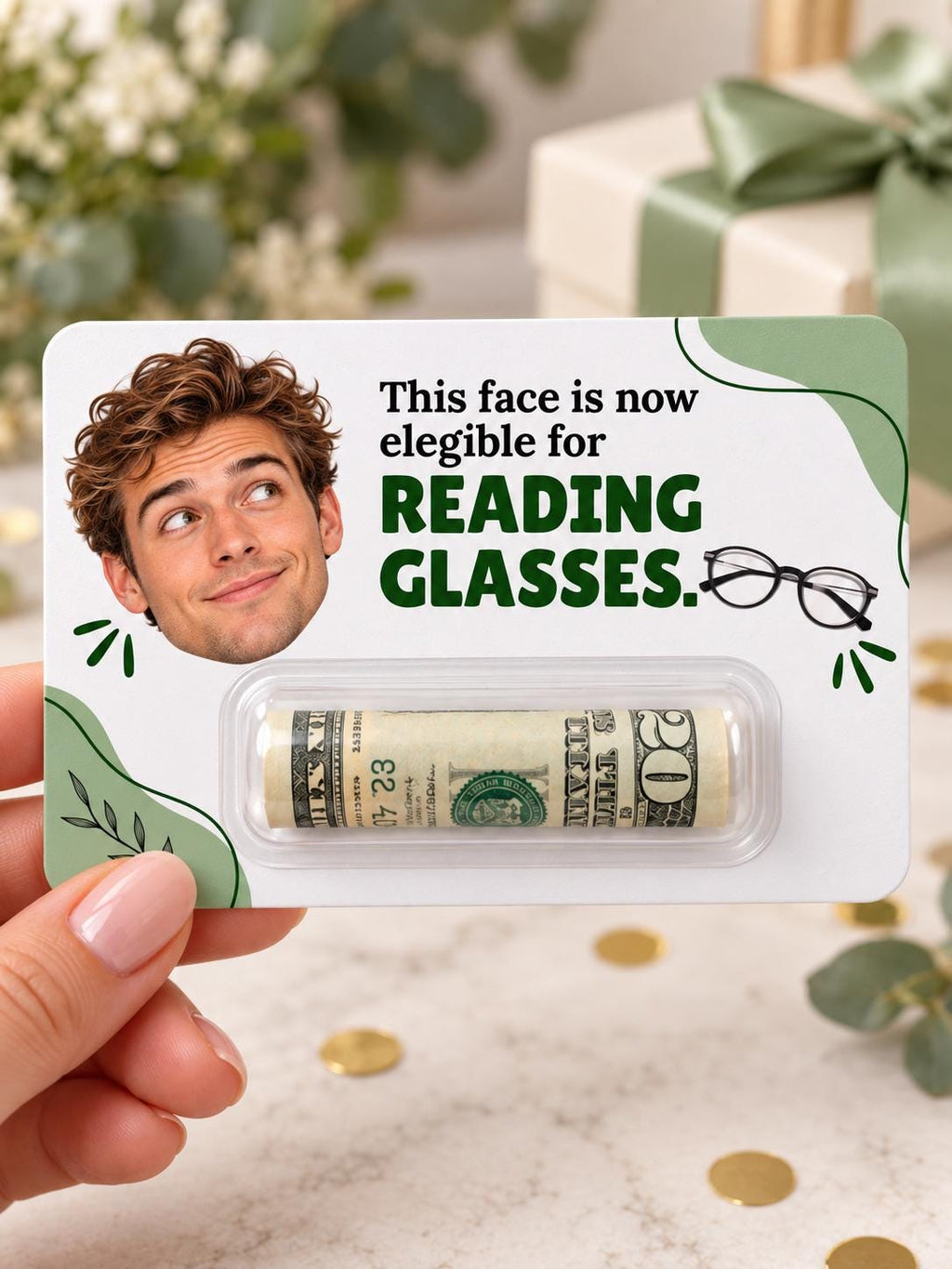 Personalized Birthday Money Holder with Photo, Funny Cash Gift Card for Adults, Custom Face Birthday Gift for Mom, Dad, Friends, Him or Her