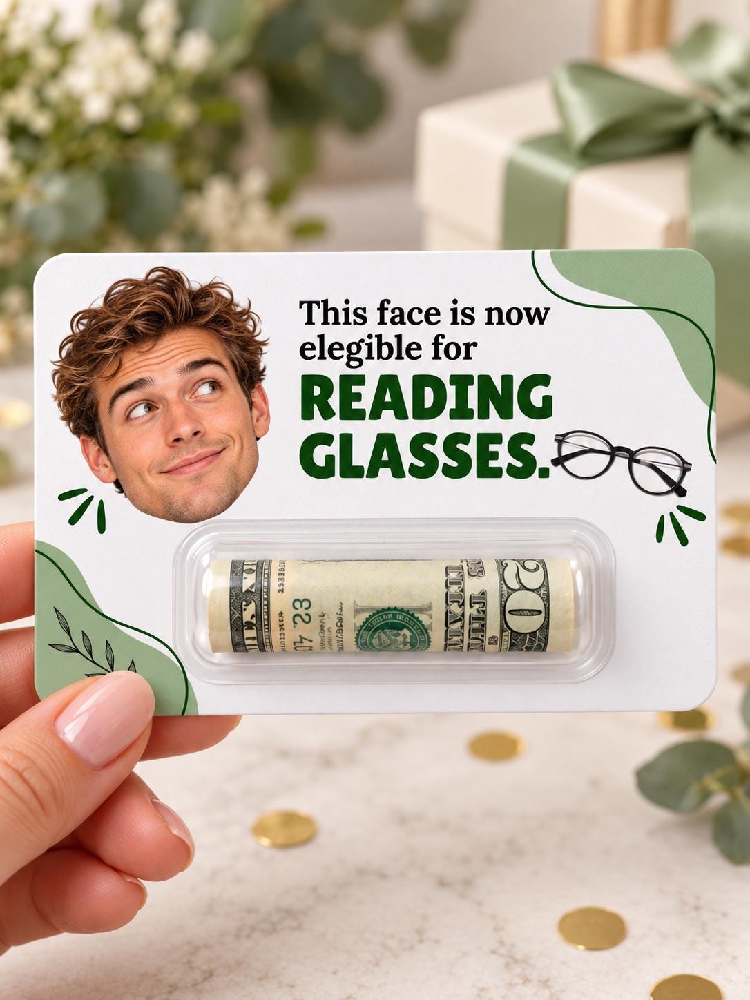 Personalized Birthday Money Holder with Photo, Funny Cash Gift Card for Adults, Custom Face Birthday Gift for Mom, Dad, Friends, Him or Her