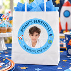 Personalized Birthday Stickers, Custom Photo Stickers with Name and Age, Birthday Cup Stickers, Kids Party Favor Labels