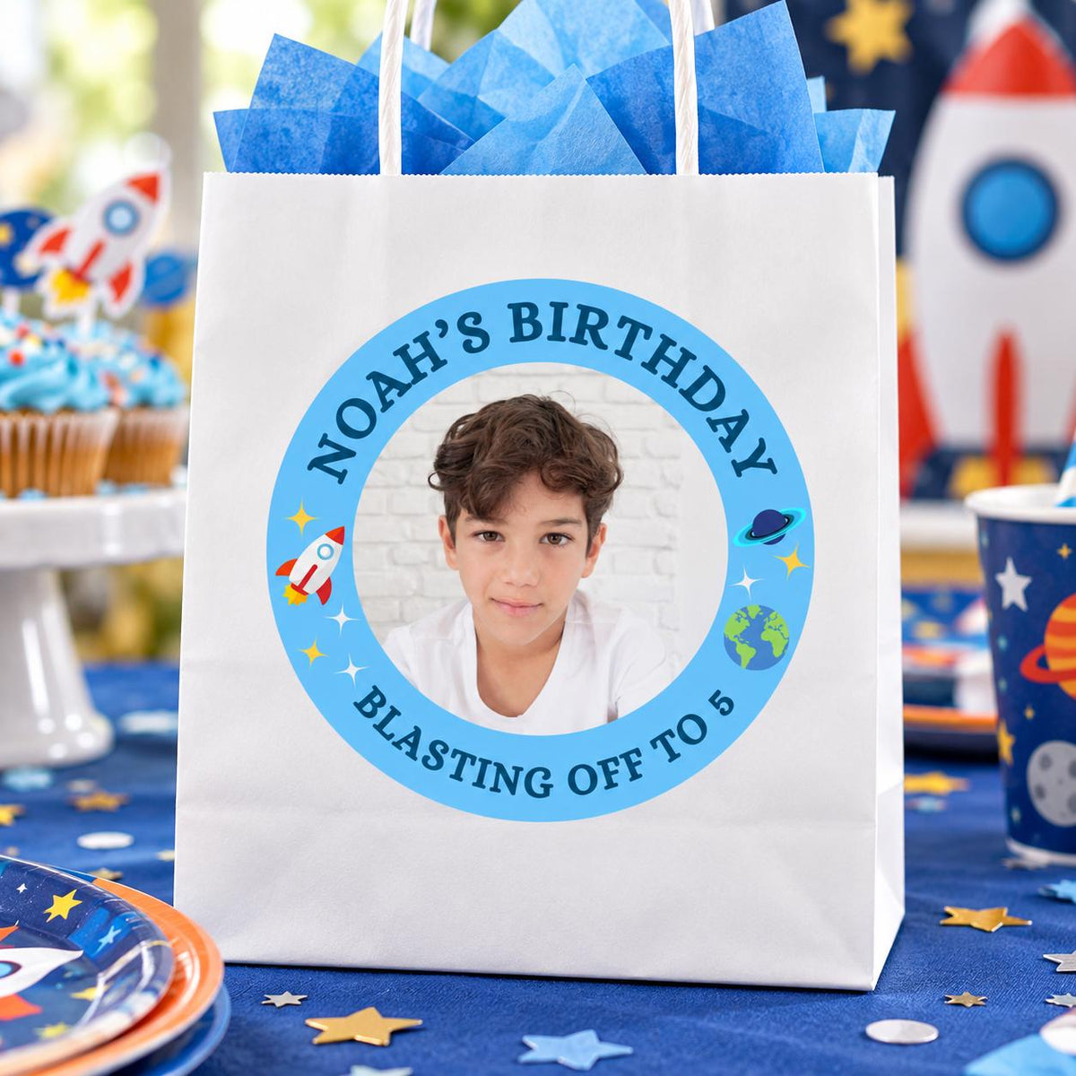 Personalized Birthday Stickers, Custom Photo Stickers with Name and Age, Birthday Cup Stickers, Kids Party Favor Labels