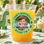 Personalized Birthday Stickers, Custom Photo Stickers with Name and Age, Birthday Cup Stickers, Kids Party Favor Labels
