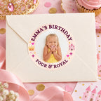Personalized Birthday Stickers, Custom Photo Stickers with Name and Age, Birthday Cup Stickers, Kids Party Favor Labels