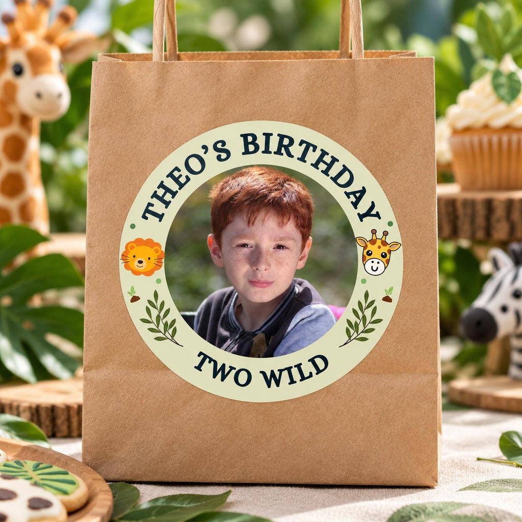 Personalized Birthday Stickers, Custom Photo Stickers with Name and Age, Birthday Cup Stickers, Kids Party Favor Labels