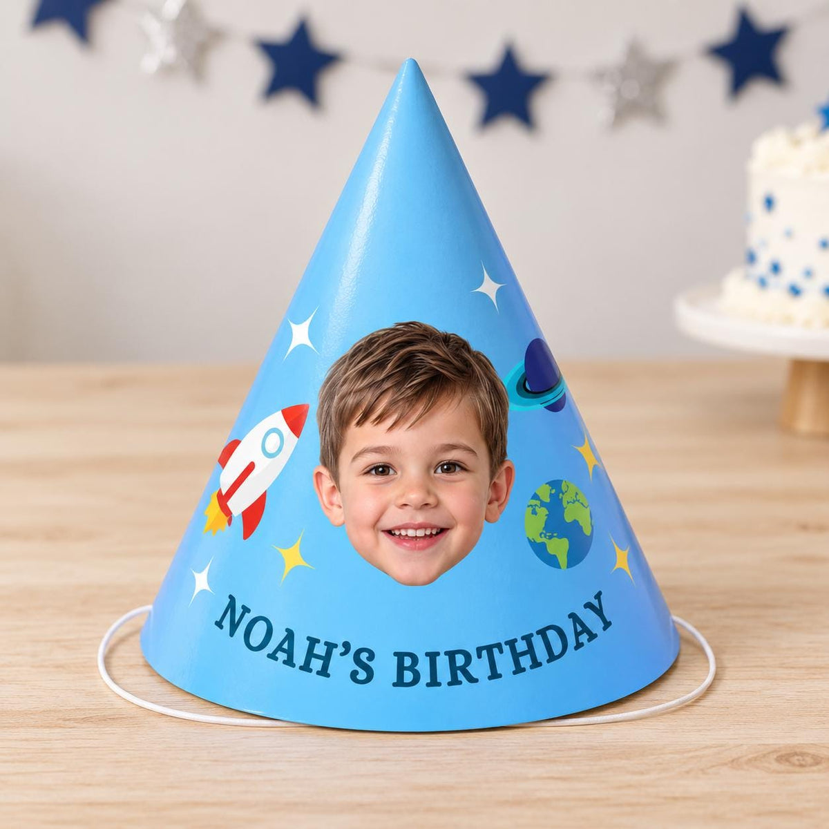 Personalized Photo Birthday Party Hats, Custom Face Hats for Kids, Themed Birthday Party Favors, Dinosaur, Unicorn & Mermaid