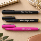 Personalized Laser Engraved Pens, Custom Logo or Name Pen, Matte Black Ink Pens, Business Promotional Gifts, Teacher & Coworker Gifts