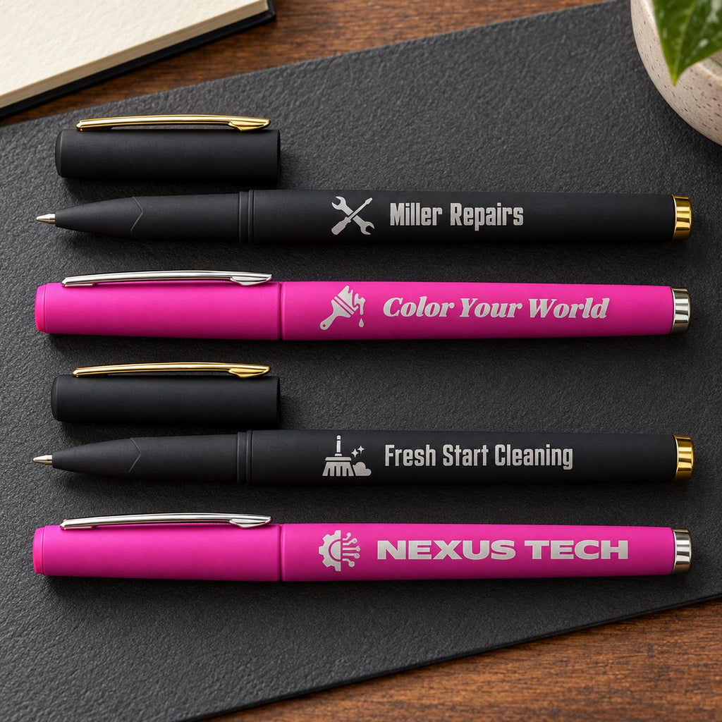Personalized Laser Engraved Pens, Custom Logo or Name Pen, Matte Black Ink Pens, Business Promotional Gifts, Teacher & Coworker Gifts