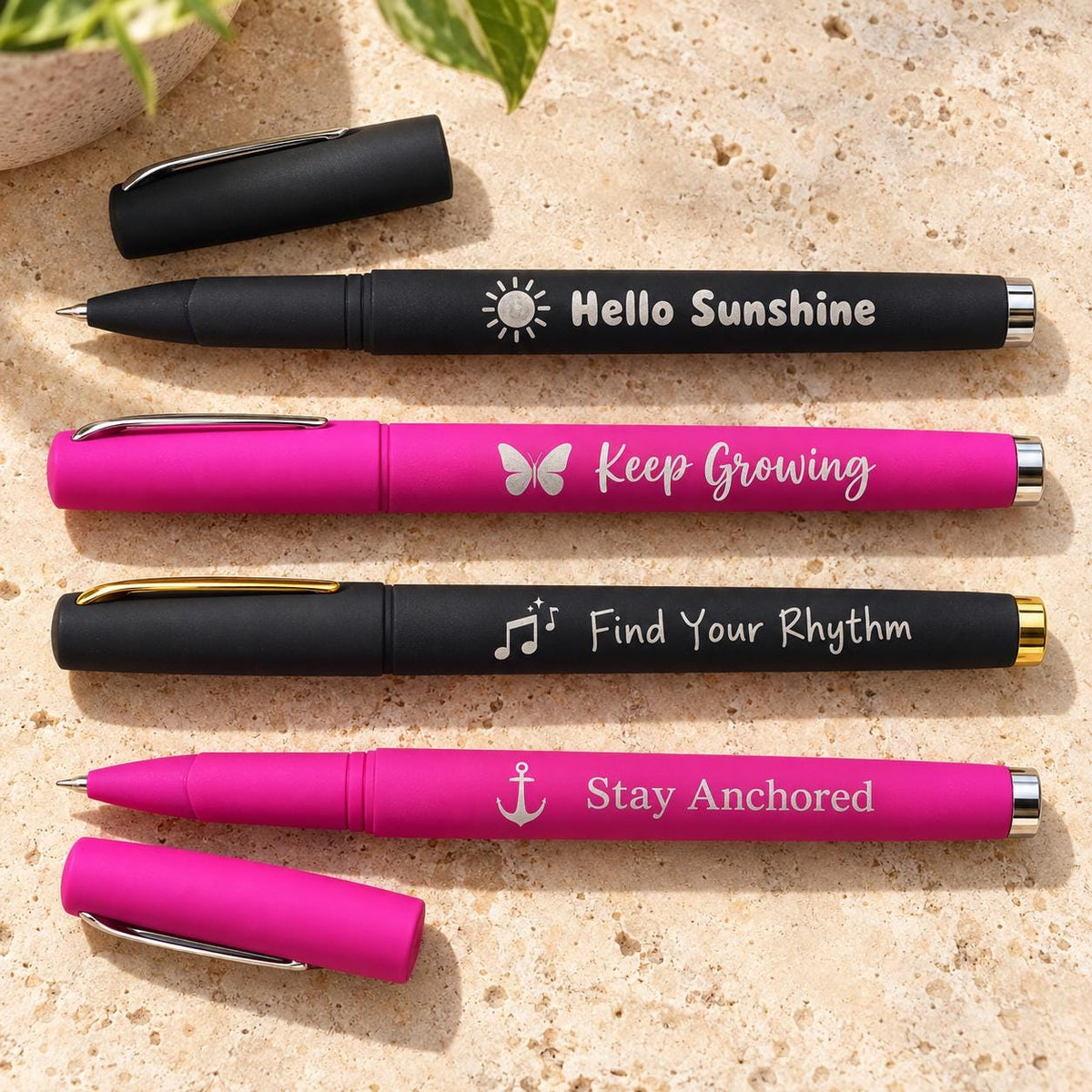 Personalized Laser Engraved Pens, Custom Logo or Name Pen, Matte Black Ink Pens, Business Promotional Gifts, Teacher & Coworker Gifts