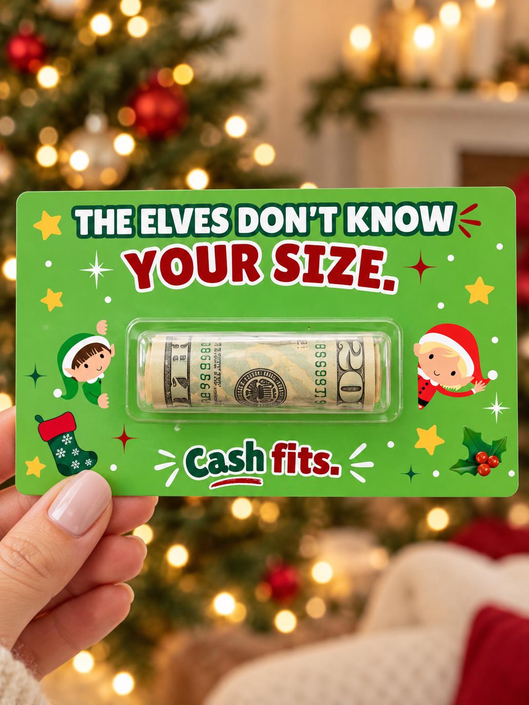 Christmas Money Holder Card, Funny Cash Gift with Clear Dome, Holiday Stocking Stuffer, Secret Santa Gift, 3x5 Cash Holder