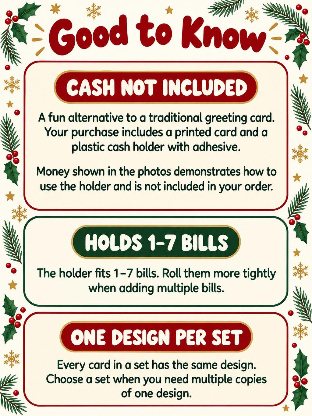 Christmas Money Holder Card, Funny Cash Gift with Clear Dome, Holiday Stocking Stuffer, Secret Santa Gift, 3x5 Cash Holder
