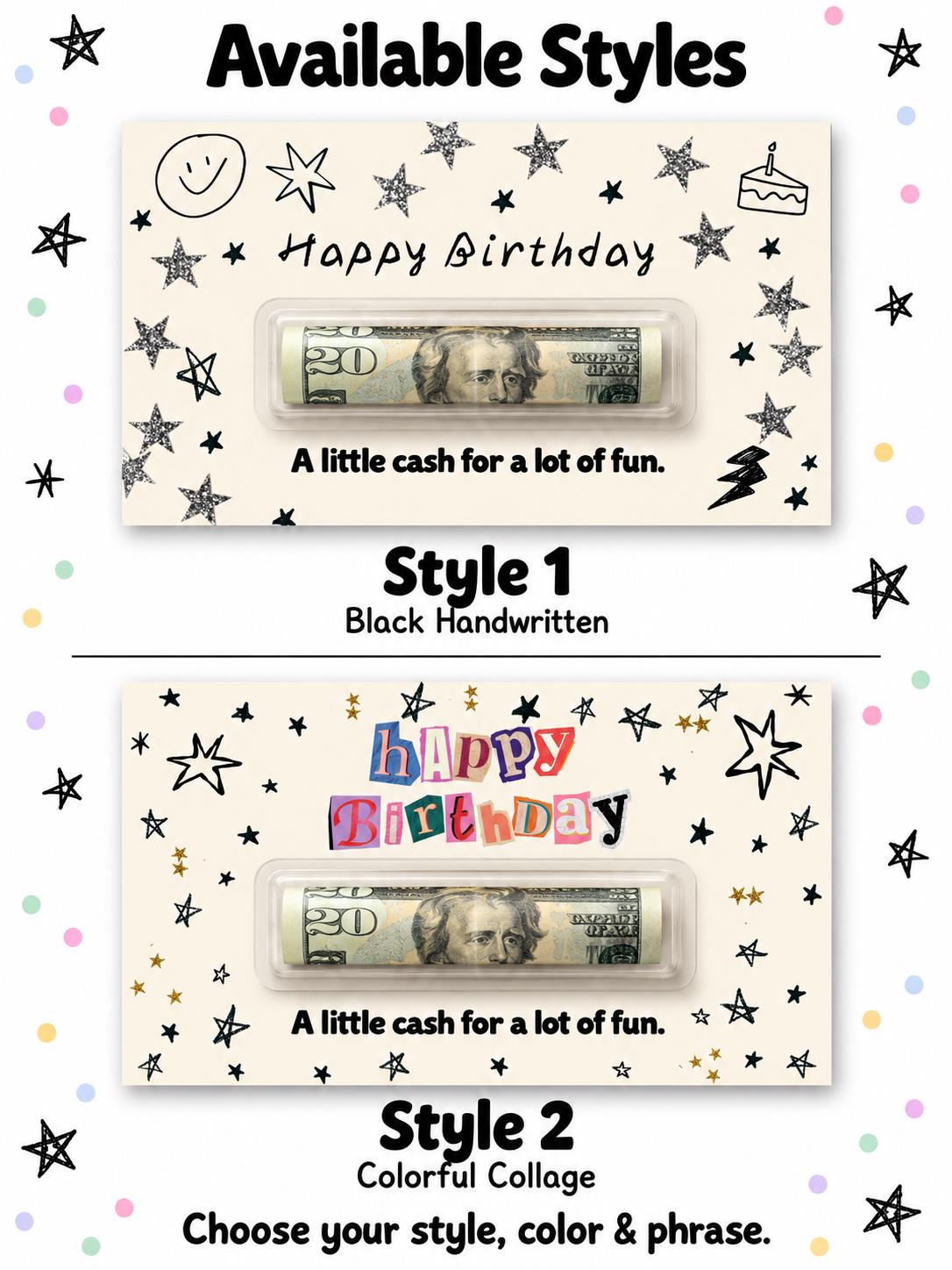 Birthday Money Holder Card with Clear Cash Dome, Funny Happy Birthday Card, Cash Gift for Teens and Adults, Choose Your Color and Phrase