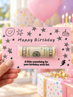 Birthday Money Holder Card with Clear Cash Dome, Funny Happy Birthday Card, Cash Gift for Teens and Adults, Choose Your Color and Phrase